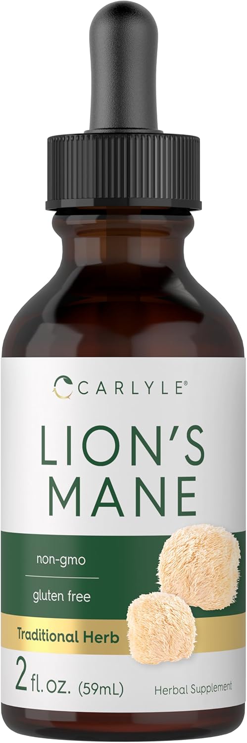 Carlyle Lions Mane Mushroom Supplement | 2 Fl Oz | Liquid Extract Tincture | Non-GMO, Gluten Free, Vegetarian