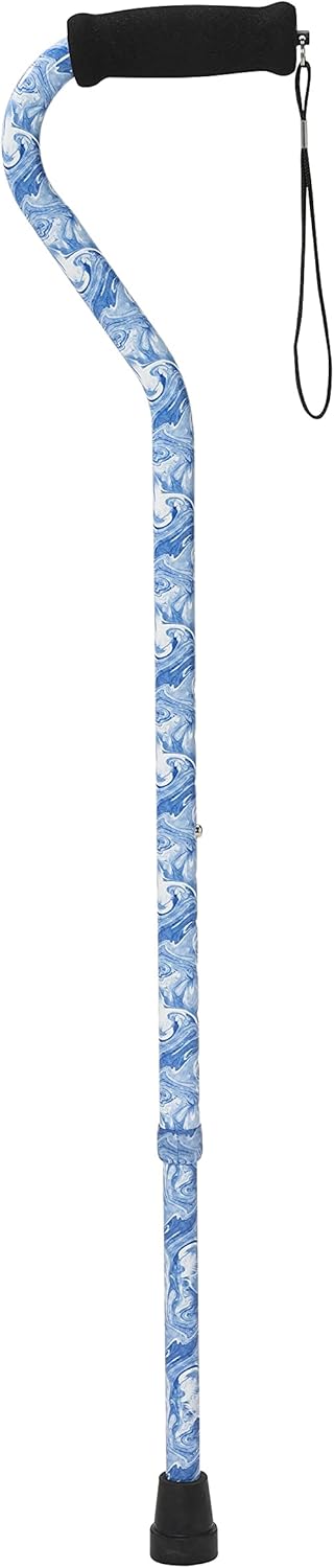Drive Medical Adjustable Walking Cane, Mobility Aid with Foam Grip Offset Handle, Swirl