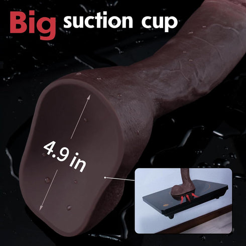 PiiPaa 9 Inch Black Realistic Dildo Feels Like Skin, with Huge Strong Suction Cup Dildos for Hands-Free Play, Soft