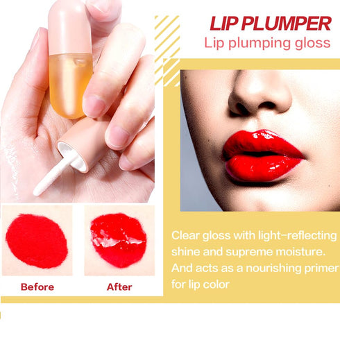 KISSIO Natural Lip Plumper, Moisturizing Lip Plumping Gloss, Reduce Fine Lines, 5.5ml for Day Use
