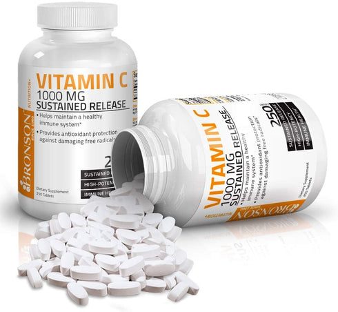 Bronson Vitamin C 1000 mg, 250 Tablets, Sustained Release Premium Non-GMO Ascorbic Acid