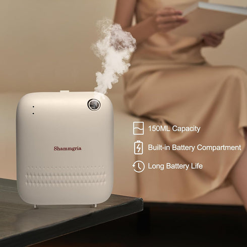 shammgria 150mL Commercial 2000 Battery-Powered Air Freshener Waterless Essential Oil Diffuser Capacity, Smart Scent