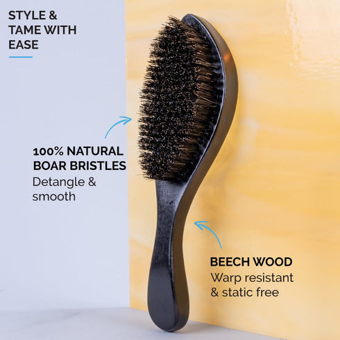 ZEUS Premium Hair Brush, Men's Grooming Beard & Hair Brush, 100% Boar Bristle & Beech Wood Handle