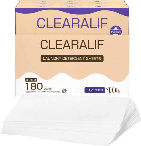 Laundry Detergent Sheets Up to 180 Loads, Fresh Lavender - Eco-Friendly, Great for Travel, Apartments, Dorms