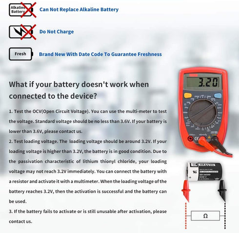 EEMB 10Pack ER14505 3.6V AA Lithium Batteries 2700mAh Li-SOCL2 Non-Rechargeable for Door Gate Sensor Water Meter.