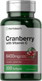 Horbaeach Cranberry Pills with Vitamin C | 8400mg | 200 Softgels | Non-GMO, Gluten Free Concentrate Extract Supplement