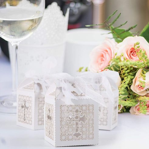 LEMESO 2x2x2in Favor Boxes for Presents, Small Gift Boxes with Ribbon, Party Wedding Favors, Mini Candy Boxes