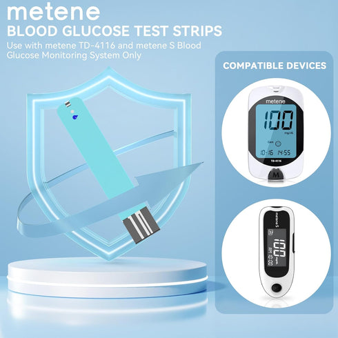 TD-4116 100 Count TD-4116 Metene Blood Glucose Test Strips, Blood Sugar Test Strips for Diabetes, Use with metene
