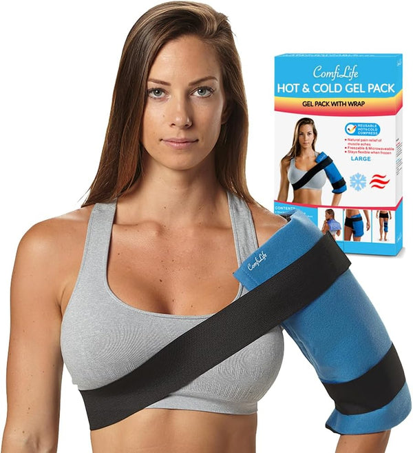 ComfiLife Ice Packs for Injuries – Reusable Hot and Cold Pack with Wrap for Joint Pain Relief (Large, Pack of 1)