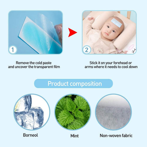 20pcs Fever Cooling Gel Patches, 8 Hours Cooling Forehead Strips for Dog Foot, Baby, Kids, Adults, Relieve Headache,