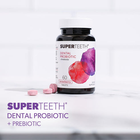 SuperTeeth Chewable Dental Probiotic for Kids & Adults, 60 Strawberry Flavored Tablets, Supports Oral Health