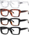 Eyekepper 4 Pack Ladies Reading Glasses - Stylish Oversized Square Readers for Women
