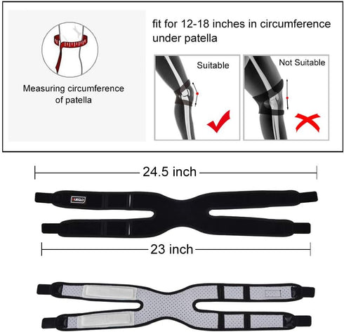 HUEGLO Patellar Tendon Support Strap - Knee Brace for Pain Relief & Injury Recovery, 12"-18"