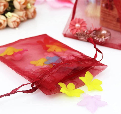 Wuligirl 100pcs Sheer Organza Bag 4X6 with Drawstring - Jewelry Pouches for Party Wedding Favors