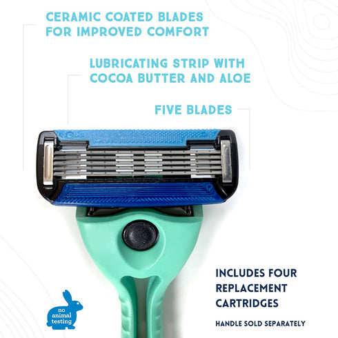 Preserve Shave 5 Razor Blades Refills - 5 Blade Razors for Men & Women, 4 Pack