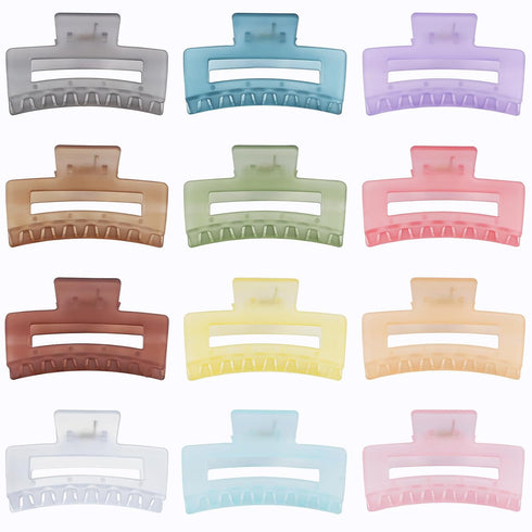 Sisiaipu 3.5 Inch Square and Rectangular Hair Clips, 12 Pcs Claw Clips for Thick and Thin Hair