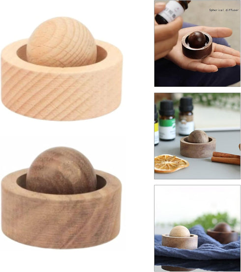 NUEAYMS Handmade Wooden Sphere Essential Oil Diffuser Natural Aromatherapy Decorative Long Scent Sphere Shaped