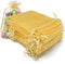G2PLUS Gold Organza Bags, 4×6 Inches, 100PCS with Drawstring, Sheer Mesh Jewelry Pouches for Christmas