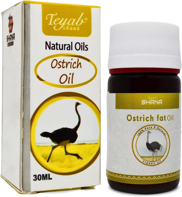 Shana Natural Oils Cold Pressed Ostrich Oil, Pure for Skin, Body, Hair, Food, No Additives, Non-GMO, Kosher (1 Pack)