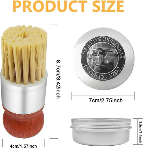 Furniture Salve for Leather - Original Leathers Recoloring Balm with Boar Bristle Brush Kit, 4oz