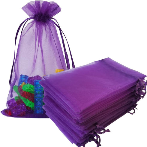 4x6 Inch Organza Gift Bags with Drawstring, 100 Pcs Purple Sachet for Jewelry, Candy, Baby Shower, Party Favors