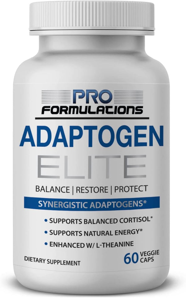 Adaptogen Elite Synergistic Blend - 60 vcaps - Enhanced with Rhodiola, Ashwagandha, Cortisol & Natural Energy Balance
