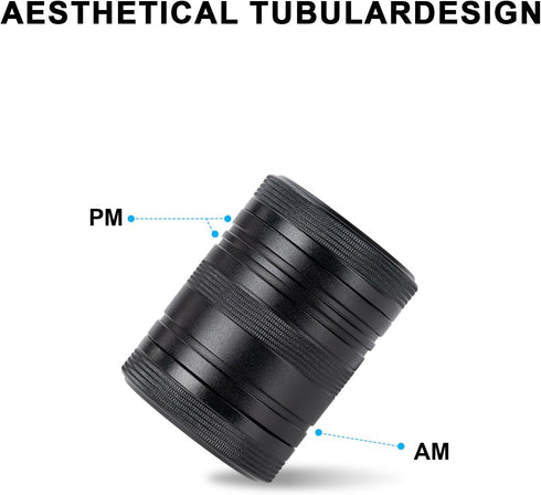 Metal Pill Box 2 Times a Day, Portable Daily 2 Compartment Pill Case, Waterproof Travel Aluminum Pill Holder for Fish