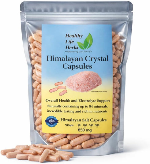 Healthy Life Herbs Pink Himalayan Salt Capsules 540 Caps (850 mg) Keto Diet Electrolyte