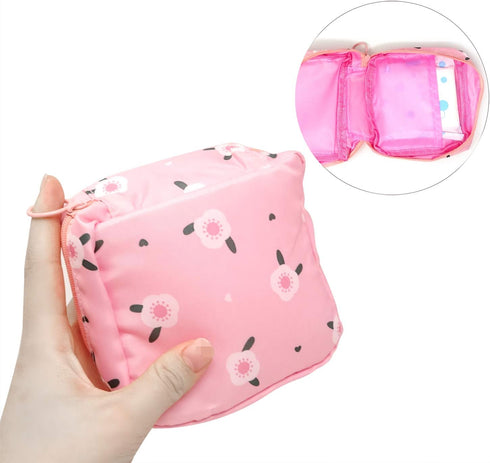 Honbay Large Capacity Cute Stylish Sanitary Napkin Bag, Makeup Bag, Tampons Pouch, Nursing Pad Holder, Coin Purse