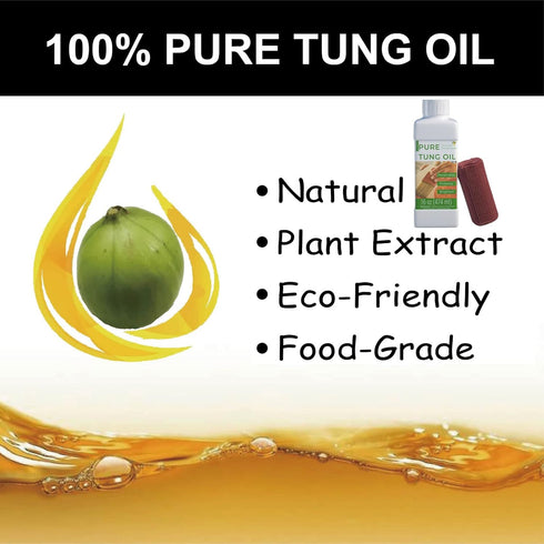 Godora 16 oz Pure Tung Oil - Wood Finishing Sealer for Indoor & Outdoor, Waterproofing for Furniture & Countertops