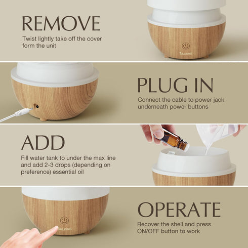 Set, 100ml SALKING Essential Oil Diffuser with Luxury Hotel Fragrance Oil Small Ultrasonic Aromatherapy Diffuser, Auto