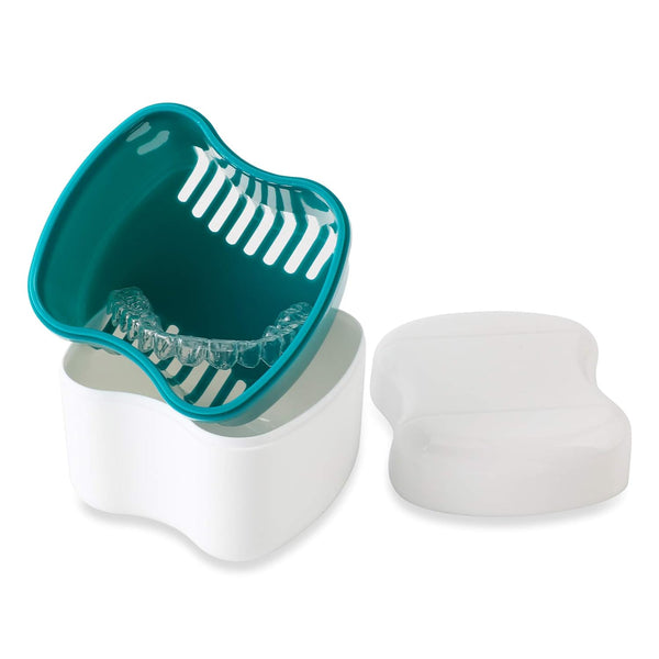 Annhua Retainer Cleaning Case - Large Partial Denture Case with Strainer, ABS Travel Cups for Soaking Dentures