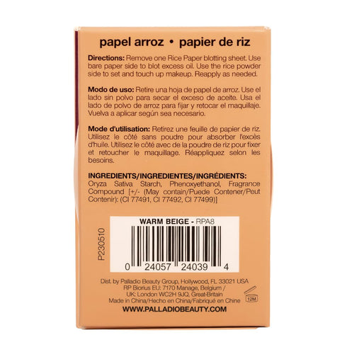 Palladio Rice Paper Facial Tissues for Oily Skin, 40 Count, Warm Beige Oil Absorbing Paper