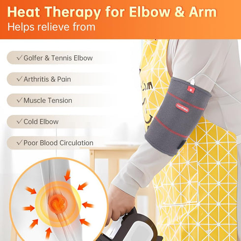 USB Heated Elbow Heating Pad Wrap for Joint Pain, Adjustable Temperature Elbow Sleeve for Tendonitis