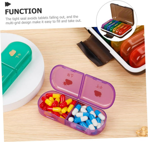 Mikinona Portable Weekly Pill Organizer Day Medicine Case for Travel and Durable Design for Easy Dispensing Protects