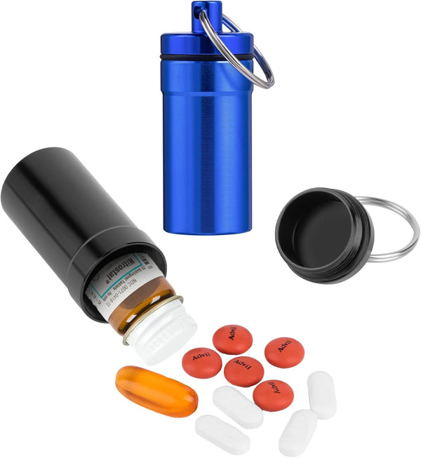 Nitroglycerin Keychain Pill Holder Mini, 2 Pack Waterproof Travel Pill Case for 25ct Nitro Bottles