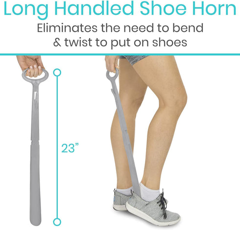 Sock Aid Device for Seniors with Shoe Horn Kit - Vive Adjustable Long Handle Sock Puller Aid