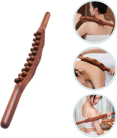 Wooden Massage Stick Self-Care Tool Compact Wood Massager for Home Travel Enhances Blood Flow Lymphatic Circulation