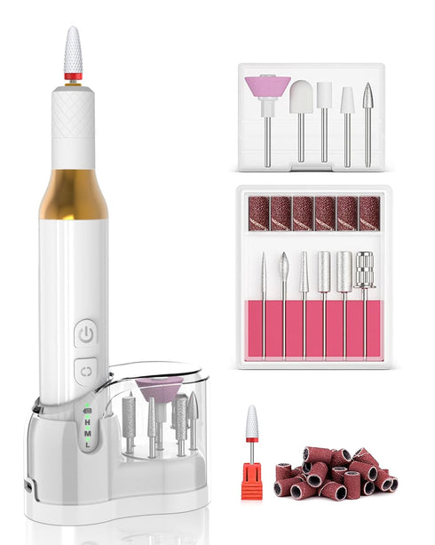 Nail Drill Cordless Electric Files - Gel Nails Efile Manicure Kit for Women, Rechargeable Wireless Grinder (M918)