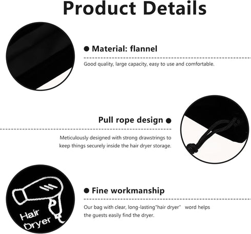 Luxshiny Drawstring Purse Organizer Bags, Hair Dryer Bag, Portable Travel Jewelry and Toiletry Bag