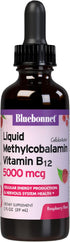Liquid Methylcobalamin Vitamin B12, 5000 mcg, 2 Fl Oz, Bluebonnet - Vegan, Gluten-Free, Raspberry Flavor