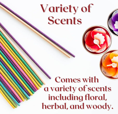 Set 5 Set of Aromatherapy Gift with Incense Holder, Incense Sticks & Floral Candles Relaxation & Meditation Kit