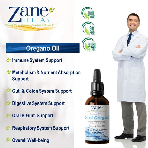 Zane Hellas 50% Oregano Oil - Greek Essential Oil, 1 fl. oz.- 30ml, 86% Min Carvacrol
