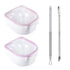 Nail Soaking Bowl Set - 2PCS Gel Polish Dip Powder Remover with Triangle Cuticle Peeler & Stainless Steel Pusher