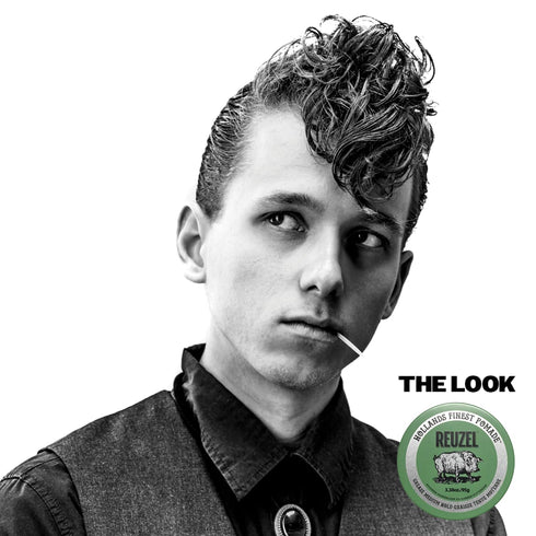 REUZEL Green Grease Pomade, Medium All Day Hold, Oil-Based Styling Wax, Easy To Wash Out