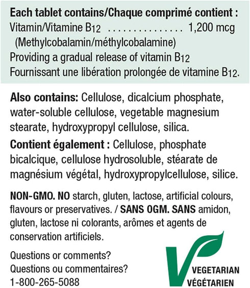 Jamieson Timed Release Vitamin B12 1200 mcg, 200 Tablets