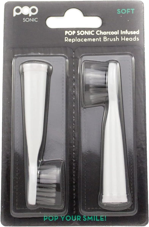 Pop Sonic Replacement Toothbrush Heads (Pack of 2) - Super Soft Dupont Tynex Nylon Bristles for Go Sonic.