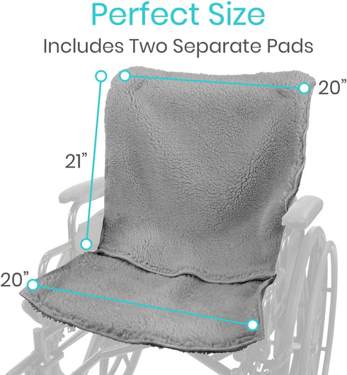 Vive Wheelchair Sheepskin Pad - Seat & Backrest Cover - Accessories for Back Pain Relief for Seniors, Adults - Bed Sore