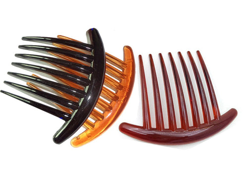 Women's French Twist Combs Plastic Side Hair Comb Set of 6, Seven Tooth, 3 Colors