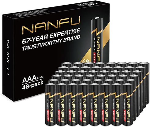 NANFU High Performance AAA Alkaline Batteries 48 Count Long Lasting for Household Devices